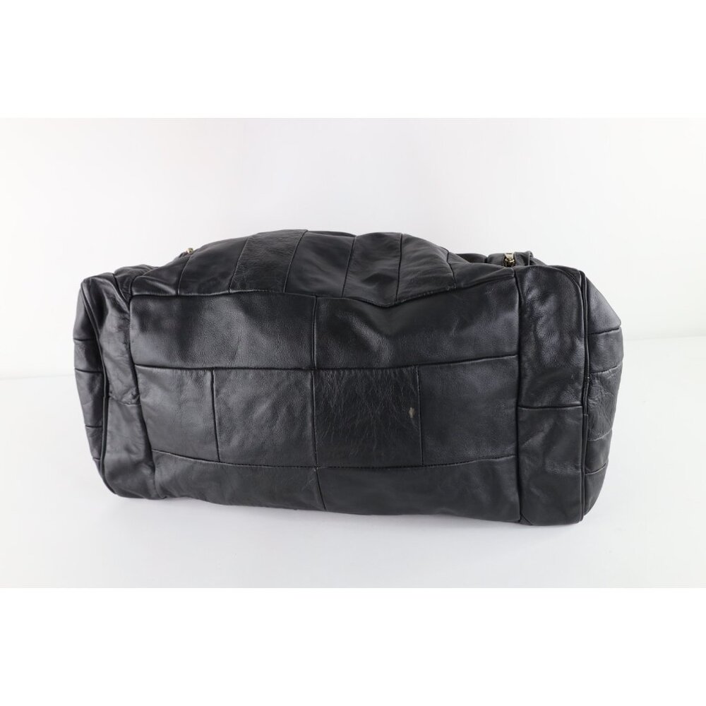 Vintage 90s Streetwear Distressed Soft Leather Duffel Bag Carry On Weekender - Picture 8 of 12